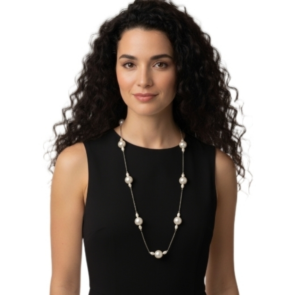 Vintage Faux Pearl Necklace 14K GP Clasp